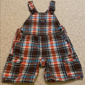 Boys Plaid Overall Shorts EUC Size 24 months